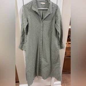 ANN MASHBURN Olive Striped Long Sleeve Dress (mix19)